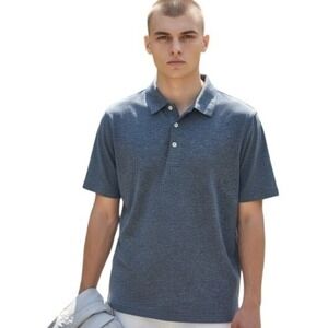 J Crew Mens Polo Sz M‎ Performance Heathered Blue Short Sleeve Shirt Activewear